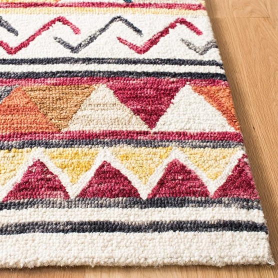 Area Rug 8x10 - Aspen Collection - Large - Rust & Ivory, Handmade Wool, Moroccan Boho Tribal Design, Ideal for Living Room, Bedroom, Office, Dining Space (APN806P)