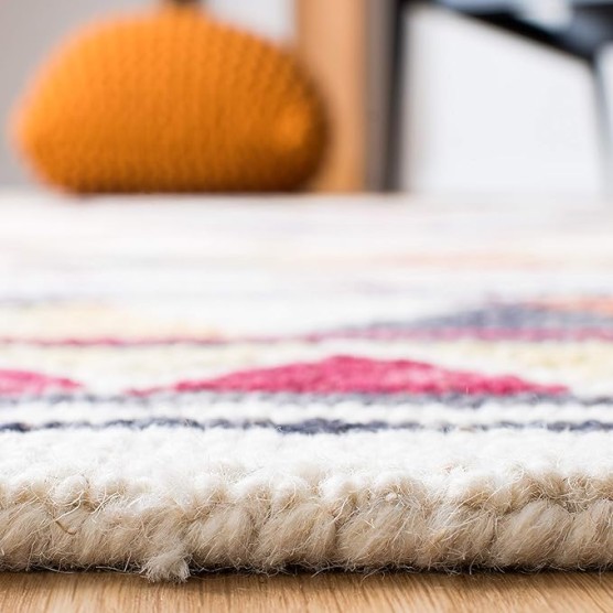 Area Rug 8x10 - Aspen Collection - Large - Rust & Ivory, Handmade Wool, Moroccan Boho Tribal Design, Ideal for Living Room, Bedroom, Office, Dining Space (APN806P)