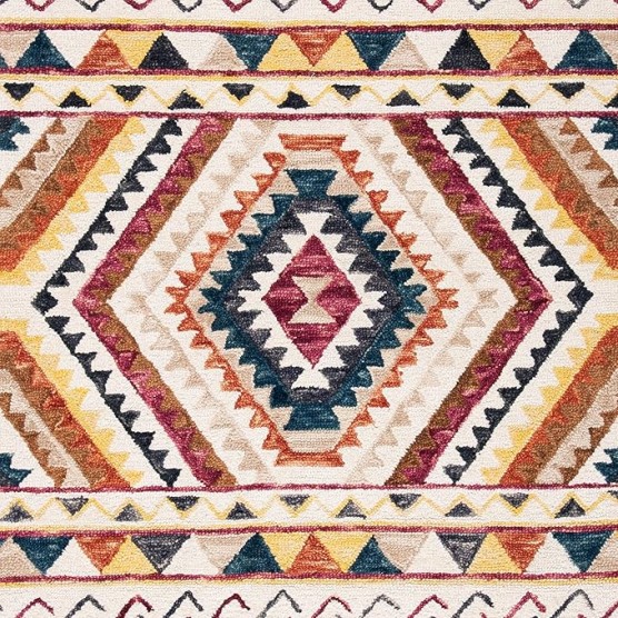 Area Rug 8x10 - Aspen Collection - Large - Rust & Ivory, Handmade Wool, Moroccan Boho Tribal Design, Ideal for Living Room, Bedroom, Office, Dining Space (APN806P)