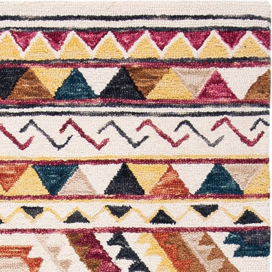 Area Rug 8x10 - Aspen Collection - Large - Rust & Ivory, Handmade Wool, Moroccan Boho Tribal Design, Ideal for Living Room, Bedroom, Office, Dining Space (APN806P)
