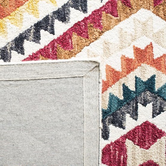 Area Rug 8x10 - Aspen Collection - Large - Rust & Ivory, Handmade Wool, Moroccan Boho Tribal Design, Ideal for Living Room, Bedroom, Office, Dining Space (APN806P)