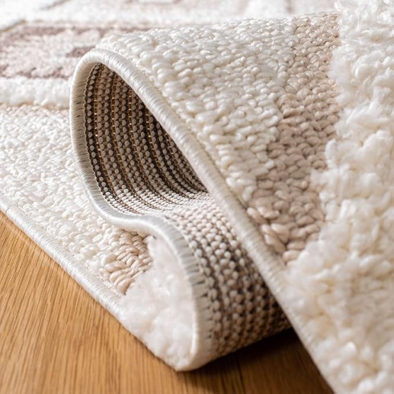 Moroccan Tassel Shag Collection Area Rug - 9' x 12', Ivory & Brown, Boho Design, Non-Shedding & Easy Care, 2-inch Thick Ideal for High Traffic Areas in Living Room, Bedroom (MTS601A)