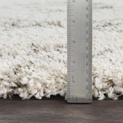 Premium Shag Kunia Living Room, Bedroom Area Rug - Bohemian Moroccan Trellis Southwestern Farmhouse - Shaggy High Plush Pile - Cream, Ivory, Gray, Beige - 7'10" x 10'3"