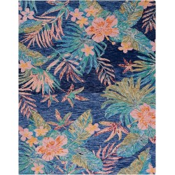 Aspen Collection Area Rug - 9' x 12', Blue & Pink, Handmade Botanical Wool, Ideal for High Traffic Areas in Living Room, Bedroom (APN524N)