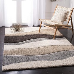 Area Rug 8x10 - Florida Shag Collection - Large - Ivory & Grey, Abstract Design, Non-Shedding & Easy Cleaning, Plush Thick Pile, Ideal for Living Room, Bedroom, Dining Space (SG475-1180)