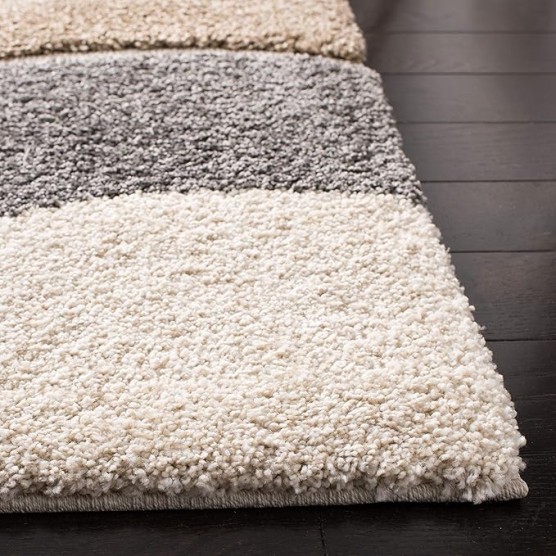 Area Rug 8x10 - Florida Shag Collection - Large - Ivory & Grey, Abstract Design, Non-Shedding & Easy Cleaning, Plush Thick Pile, Ideal for Living Room, Bedroom, Dining Space (SG475-1180)