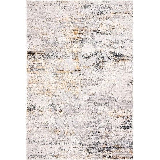 Amalfi Collection Area Rug - 9' x 12', Creme & Gold, Modern Abstract Distressed Design, Non-Shedding & Easy Care, Ideal for High Traffic Areas in Living Room, Bedroom (AMF572A)