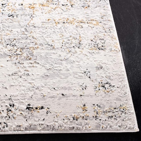 Amalfi Collection Area Rug - 9' x 12', Creme & Gold, Modern Abstract Distressed Design, Non-Shedding & Easy Care, Ideal for High Traffic Areas in Living Room, Bedroom (AMF572A)