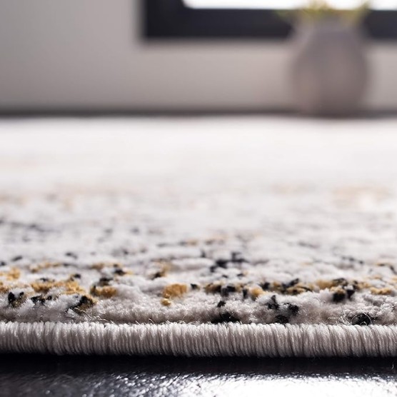 Amalfi Collection Area Rug - 9' x 12', Creme & Gold, Modern Abstract Distressed Design, Non-Shedding & Easy Care, Ideal for High Traffic Areas in Living Room, Bedroom (AMF572A)