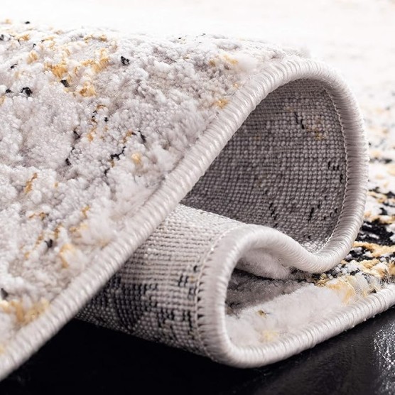 Amalfi Collection Area Rug - 9' x 12', Creme & Gold, Modern Abstract Distressed Design, Non-Shedding & Easy Care, Ideal for High Traffic Areas in Living Room, Bedroom (AMF572A)