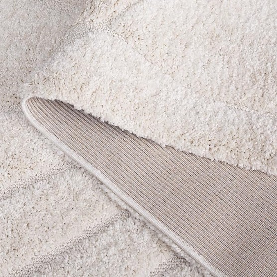 Florida Shag Collection 10' Round Cream / Cream SG471 Abstract Wave Non-Shedding Living Room Bedroom Dining Room Entryway Plush 1.2-inch Thick Area Rug