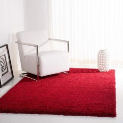 Premium Collection 6'7" x 9'6" Casual Extra Soft Cozy Shag Area Rug, Elegant Accent Chic Solid Pattern Plush Polypropylene Durable Fabric Stain Resistant Versatile Red Area Rug, Home Decor