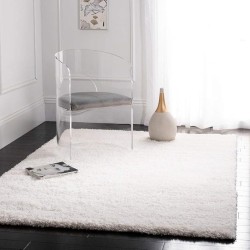 Premium Collection 6'7" x 9'6" Casual Extra Soft Cozy Shag Area Rug, Elegant Accent Chic Solid Pattern Plush Polypropylene Durable Fabric Stain Resistant Versatile White Area Rug, Home Decor