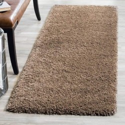 Premium Collection 2'3" x 21' Runner Casual Extra Soft Cozy Shag Area Rug, Elegant Accent Chic Solid Pattern Plush Polypropylene Durable Fabric Stain Resistant Versatile Taupe Area Rug, Home Decor
