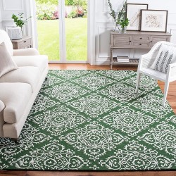Chatham Collection Area Rug - 9' x 12', Green & Ivory, Handmade Wool & Viscose, Ideal for High Traffic Areas in Living Room, Bedroom (CHT712Y)