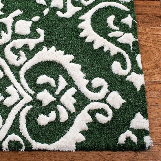 Chatham Collection Area Rug - 9' x 12', Green & Ivory, Handmade Wool & Viscose, Ideal for High Traffic Areas in Living Room, Bedroom (CHT712Y)