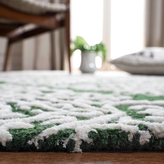 Chatham Collection Area Rug - 9' x 12', Green & Ivory, Handmade Wool & Viscose, Ideal for High Traffic Areas in Living Room, Bedroom (CHT712Y)