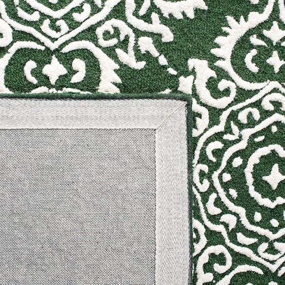 Chatham Collection Area Rug - 9' x 12', Green & Ivory, Handmade Wool & Viscose, Ideal for High Traffic Areas in Living Room, Bedroom (CHT712Y)