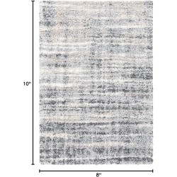 Area Rug 8x10 - Fontana Shag Collection - Large - Grey & Ivory, Modern Design, Non-Shedding & Easy Cleaning, Ultra Plush Thick Pile, Ideal for Living Room, Bedroom, Dining Space (FNT856G)