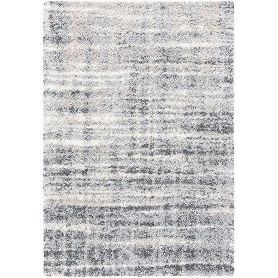 Area Rug 8x10 - Fontana Shag Collection - Large - Grey & Ivory, Modern Design, Non-Shedding & Easy Cleaning, Ultra Plush Thick Pile, Ideal for Living Room, Bedroom, Dining Space (FNT856G)