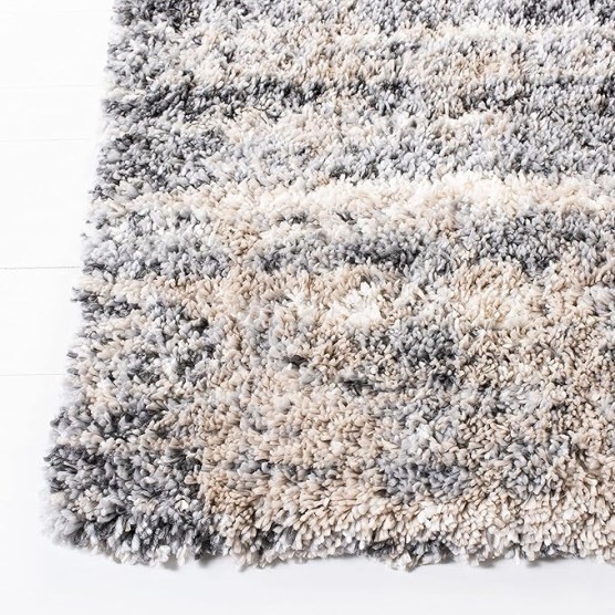 Area Rug 8x10 - Fontana Shag Collection - Large - Grey & Ivory, Modern Design, Non-Shedding & Easy Cleaning, Ultra Plush Thick Pile, Ideal for Living Room, Bedroom, Dining Space (FNT856G)