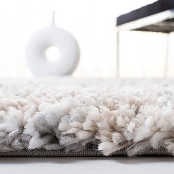 Area Rug 8x10 - Fontana Shag Collection - Large - Grey & Ivory, Modern Design, Non-Shedding & Easy Cleaning, Ultra Plush Thick Pile, Ideal for Living Room, Bedroom, Dining Space (FNT856G)