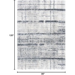 Area Rug 8x10 - Fontana Shag Collection - Large - Ivory & Grey, Modern Design, Non-Shedding & Easy Cleaning, Ultra Plush Thick Pile, Ideal for Living Room, Bedroom, Dining Space (FNT855A)