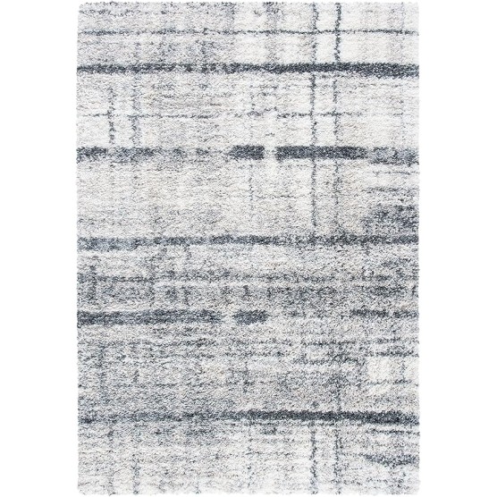 Area Rug 8x10 - Fontana Shag Collection - Large - Ivory & Grey, Modern Design, Non-Shedding & Easy Cleaning, Ultra Plush Thick Pile, Ideal for Living Room, Bedroom, Dining Space (FNT855A)