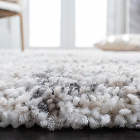 Area Rug 8x10 - Fontana Shag Collection - Large - Ivory & Grey, Modern Design, Non-Shedding & Easy Cleaning, Ultra Plush Thick Pile, Ideal for Living Room, Bedroom, Dining Space (FNT855A)
