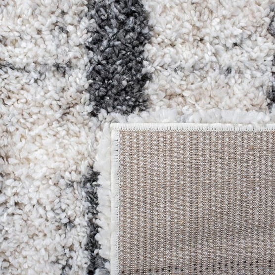 Area Rug 8x10 - Fontana Shag Collection - Large - Ivory & Grey, Modern Design, Non-Shedding & Easy Cleaning, Ultra Plush Thick Pile, Ideal for Living Room, Bedroom, Dining Space (FNT855A)