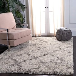 Hudson Shag Collection Area Rug - 9' x 12', Ivory & Grey, Modern Trellis Design, Non-Shedding & Easy Care, 2-inch Thick Ideal for High Traffic Areas in Living Room, Bedroom (SGH269A)