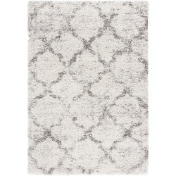 Hudson Shag Collection Area Rug - 9' x 12', Ivory & Grey, Modern Trellis Design, Non-Shedding & Easy Care, 2-inch Thick Ideal for High Traffic Areas in Living Room, Bedroom (SGH269A)