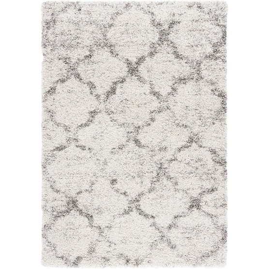 Hudson Shag Collection Area Rug - 9' x 12', Ivory & Grey, Modern Trellis Design, Non-Shedding & Easy Care, 2-inch Thick Ideal for High Traffic Areas in Living Room, Bedroom (SGH269A)
