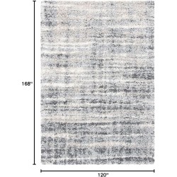 Fontana Shag Collection Area Rug - 10' x 14', Grey & Ivory, Modern Design, Non-Shedding & Easy Care, 2-inch Thick Ideal for High Traffic Areas in Living Room, Bedroom (FNT856G)