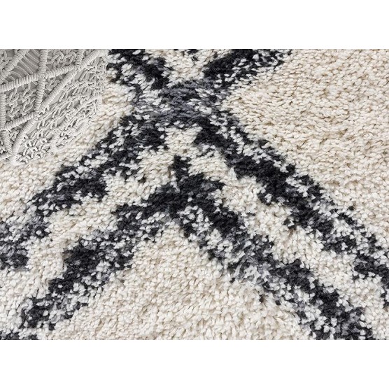 Moroccan Ivory & Grey Shag Area Rug - Traditional Rugs Tribal Print Diamond 7'9" x 10'2" (8x10) Living Room Carpet