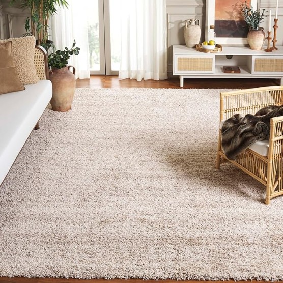 Area Rug 8x10 - Hudson Shag Collection - Large - Ivory & Beige, Modern Design, Non-Shedding & Easy Cleaning, Ultra Plush Thick Pile, Ideal for Living Room, Bedroom, Dining Space (SGH295C)