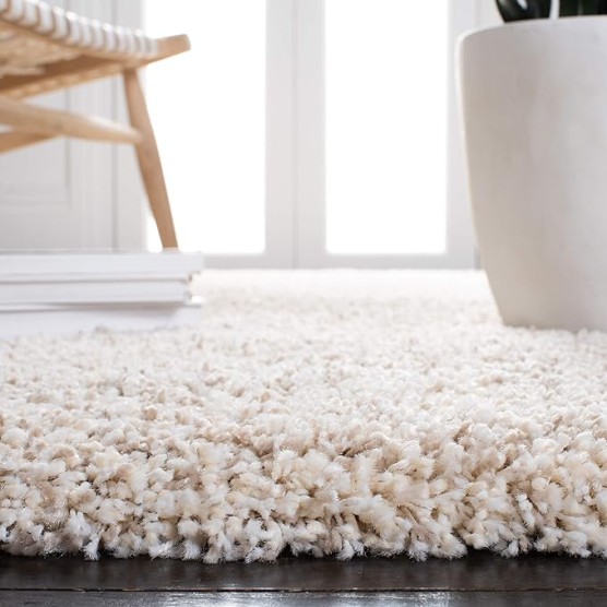 Area Rug 8x10 - Hudson Shag Collection - Large - Ivory & Beige, Modern Design, Non-Shedding & Easy Cleaning, Ultra Plush Thick Pile, Ideal for Living Room, Bedroom, Dining Space (SGH295C)