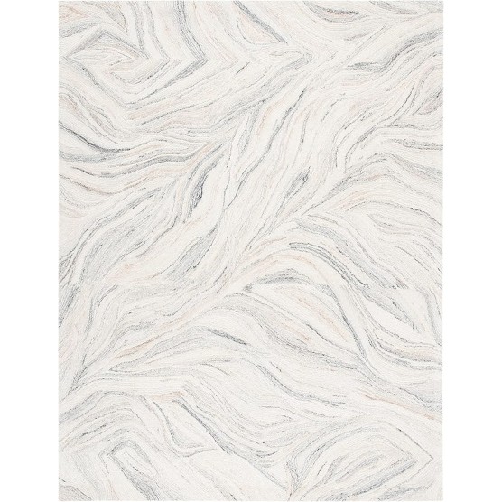 Area Rug 8x10 - Metro Collection - Large - Ivory & Grey, Handmade Wool, Modern Abstract Design, Ideal for Living Room, Bedroom, Office, Dining Space (MET505F)