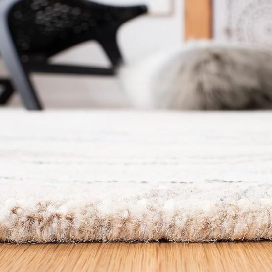Area Rug 8x10 - Metro Collection - Large - Ivory & Grey, Handmade Wool, Modern Abstract Design, Ideal for Living Room, Bedroom, Office, Dining Space (MET505F)