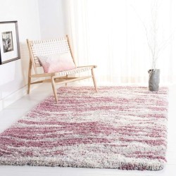 Shag Rug 9' X 12' Rectangle | Luxurious Beautiful Elegant Sleek Solid Pattern Casual Style Home Decor | 2-inch Thick Soft Plush Cozy Indoor Pink Grey Area Rug