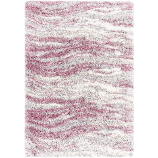 Shag Rug 9' X 12' Rectangle | Luxurious Beautiful Elegant Sleek Solid Pattern Casual Style Home Decor | 2-inch Thick Soft Plush Cozy Indoor Pink Grey Area Rug