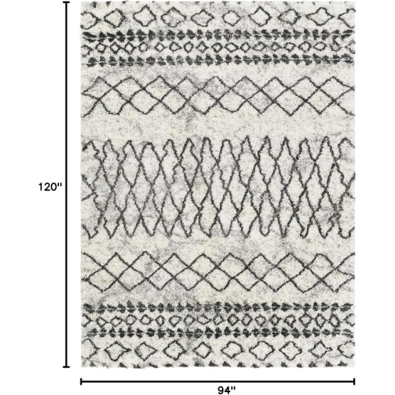 Zohra Moroccan Shag Area Rug,7'10" x 10', Medium Gray