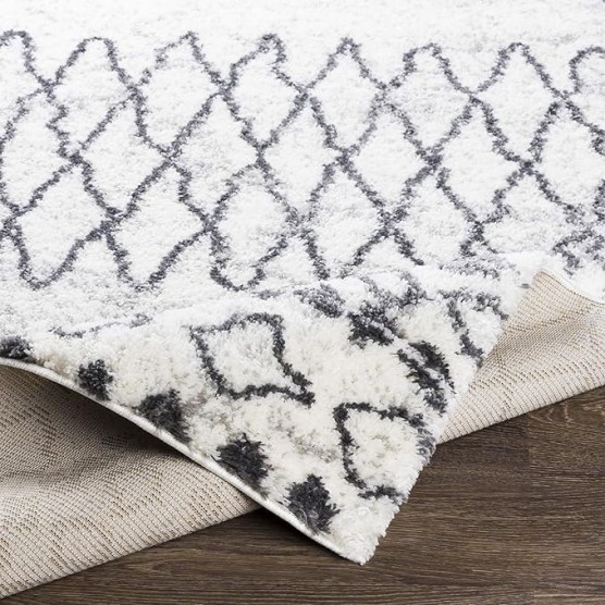 Zohra Moroccan Shag Area Rug,7'10" x 10', Medium Gray