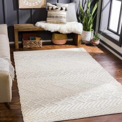 Sungurlu Jute Living Room, Bedroom Area Rug - Bohemian, Transitional - Cream, Black, Peach - 8'10" x 12'