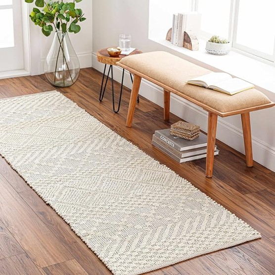 Sungurlu Jute Living Room, Bedroom Area Rug - Bohemian, Transitional - Cream, Black, Peach - 8'10" x 12'