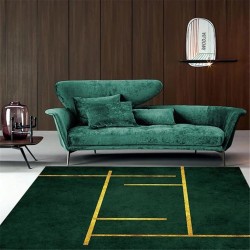 Luxury Green Carpet with Gold Line Modern Turquoise Large Carpet Area Rug for Bedroom Washable Machine Living Room Rug-40"x59"