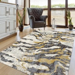 S.H SUIHONG Luxury Area Rug for Living Room Retro Tiger Skin Pattern Rug Black Grey Modern Bedroom Carpet-24 x35