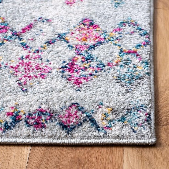 Madison Collection 12' x 15' GreyPurple MAD798J Moroccan Boho Distressed Non-Shedding Living Room Dining Bedroom Area Rug