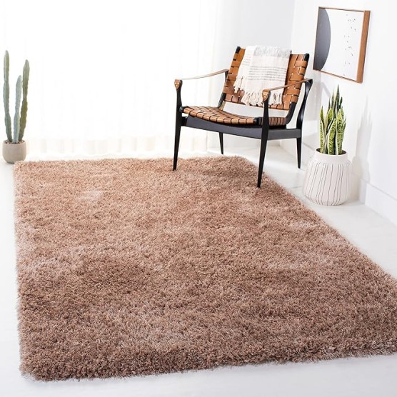 Area Rug 8x10 - New Orleans Shag Collection - Large - Dark Beige, Handmade, Ultra Plush Thick Pile, Ideal for Living Room, Bedroom, Dining Space (SG532T)