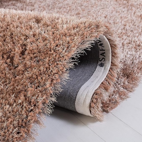 Area Rug 8x10 - New Orleans Shag Collection - Large - Dark Beige, Handmade, Ultra Plush Thick Pile, Ideal for Living Room, Bedroom, Dining Space (SG532T)